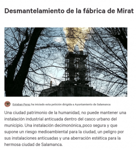 Firma la petición fábrica de Mirat