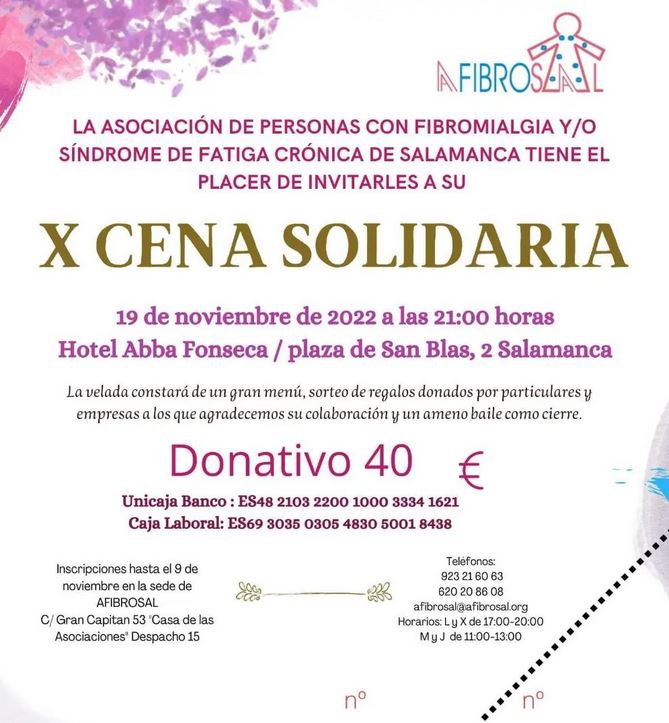 X cena solidaria Afibrosal en Salamanca