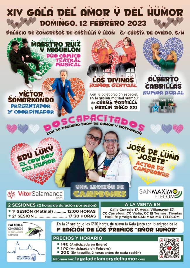 XIV Gala del amor y del humor. Domingo 12 febrero 2023 Salamanca