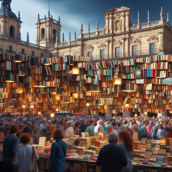 Feria del libro en Salamanca. Imagen generada por IA