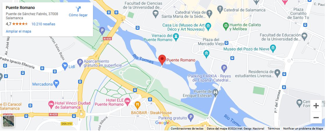 Ubicación Puente Romano. Salamanca
