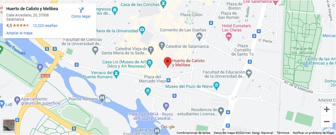 Ubicación del Huerto de Calixto y Melibea. Salamanca