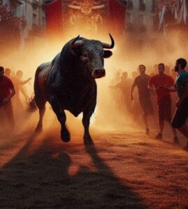 Fiestas con toros. Imagen generada por IA
