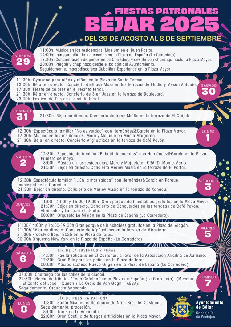 Programa de Fiestas y Ferias de Béjar 2025