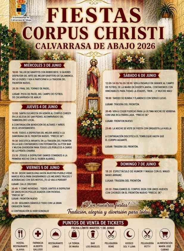 Fiestas del Corpus Christi 2026 en Calvarrasa de Abajo Fiestas del Corpus Christi 2026 en Calvarrasa de Abajo