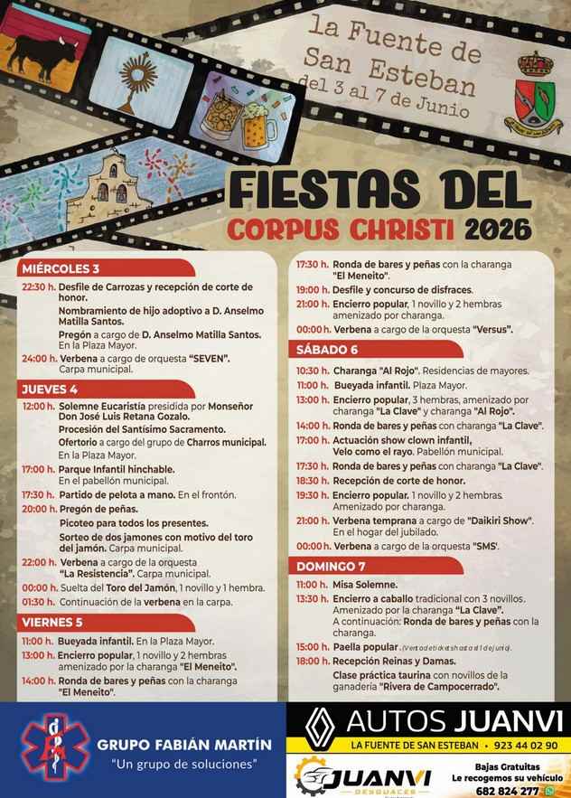 Fiestas del Corpus Christi 2026 en La Fuente de San Esteban