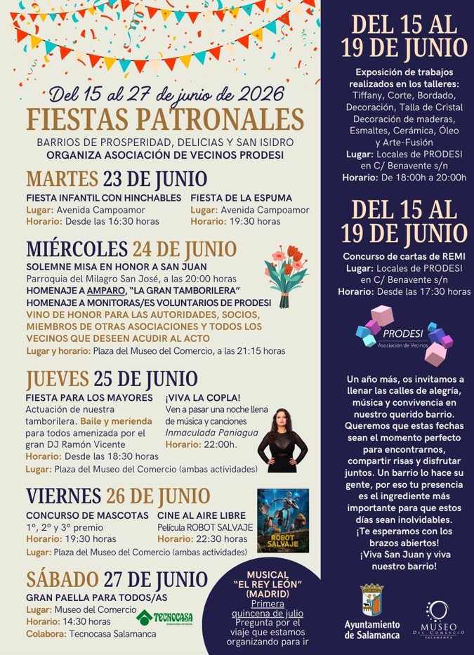 Fiestas Patronales 2026 de los barrios de Prosperidad, Delicias y San Isidro