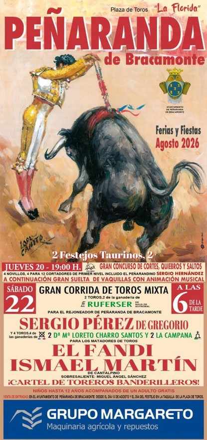 Cartel taurino. Ferias y Fiestas de Peñaranda 2026