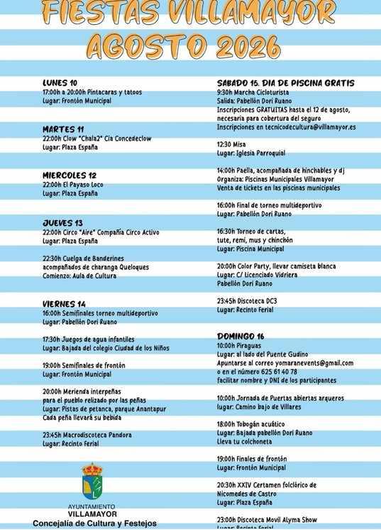 Fiestas de Villamayor agosto 2026
