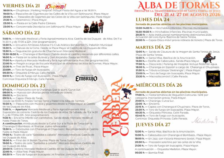 Programa de Fiestas 2026 en Alba de Tormes